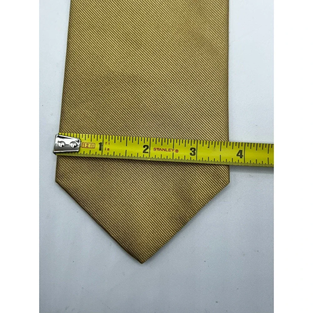Brothers Makers Pure Silk Woven Gold Men's Necktie Hand Made‎ USA L: 58
